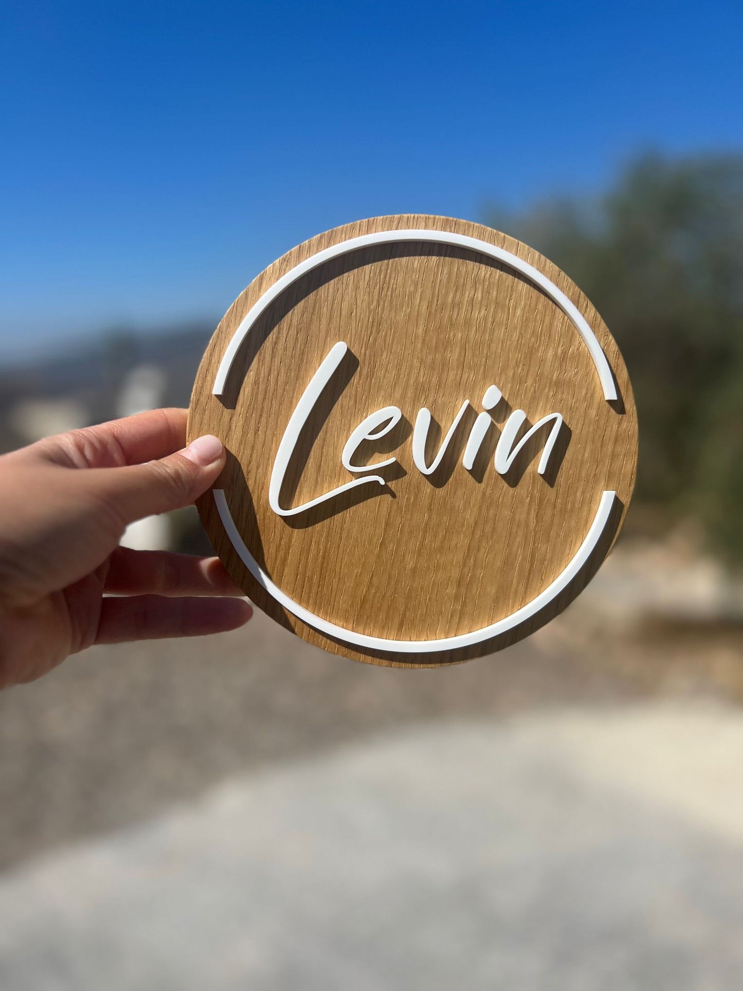 שלט לדירה | LEVIN | שילוט לדלת  | מתנות | עץ יוקרתי| אקרילי לבן